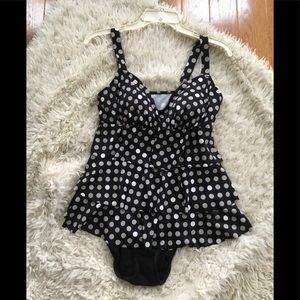 ~BLACK-GRAY-WHITE ONE PIECE SWIMSUIT~
